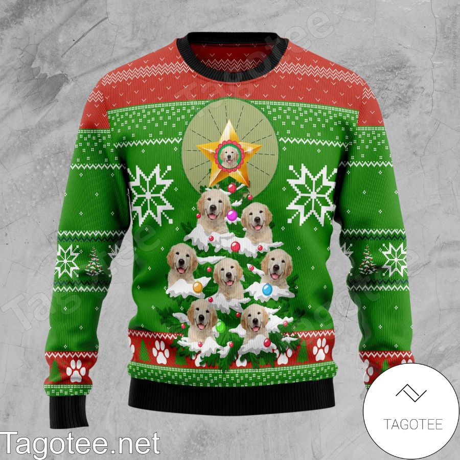 Labrador Retriever Puppy Pine Tree Ugly Christmas Sweater - Tagotee
