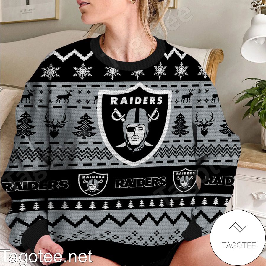 Las Vegas Raiders NFL Football Knit Pattern Ugly Christmas Sweater - Tagotee