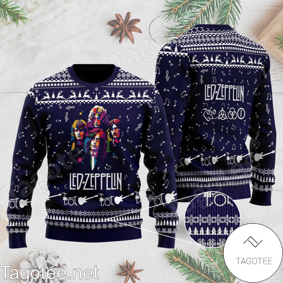Led Zeppelin Rock Band Poster Ugly Christmas Sweater