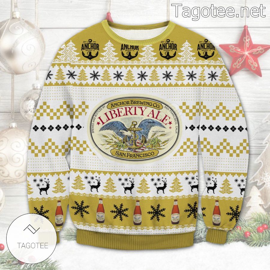 Liberty Ale Anchor Brewing San Francisco Logo Holiday Ugly Christmas Sweater
