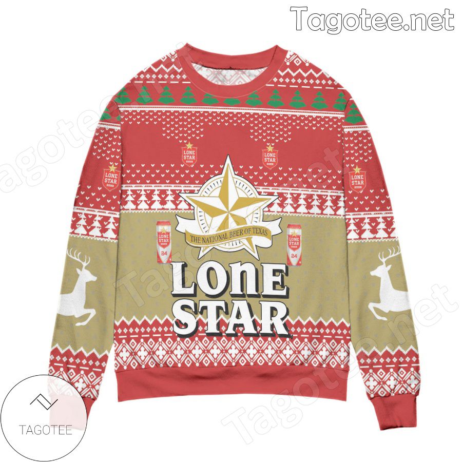 Lone Star The National Beer Of Texas Holiday Ugly Christmas Sweater