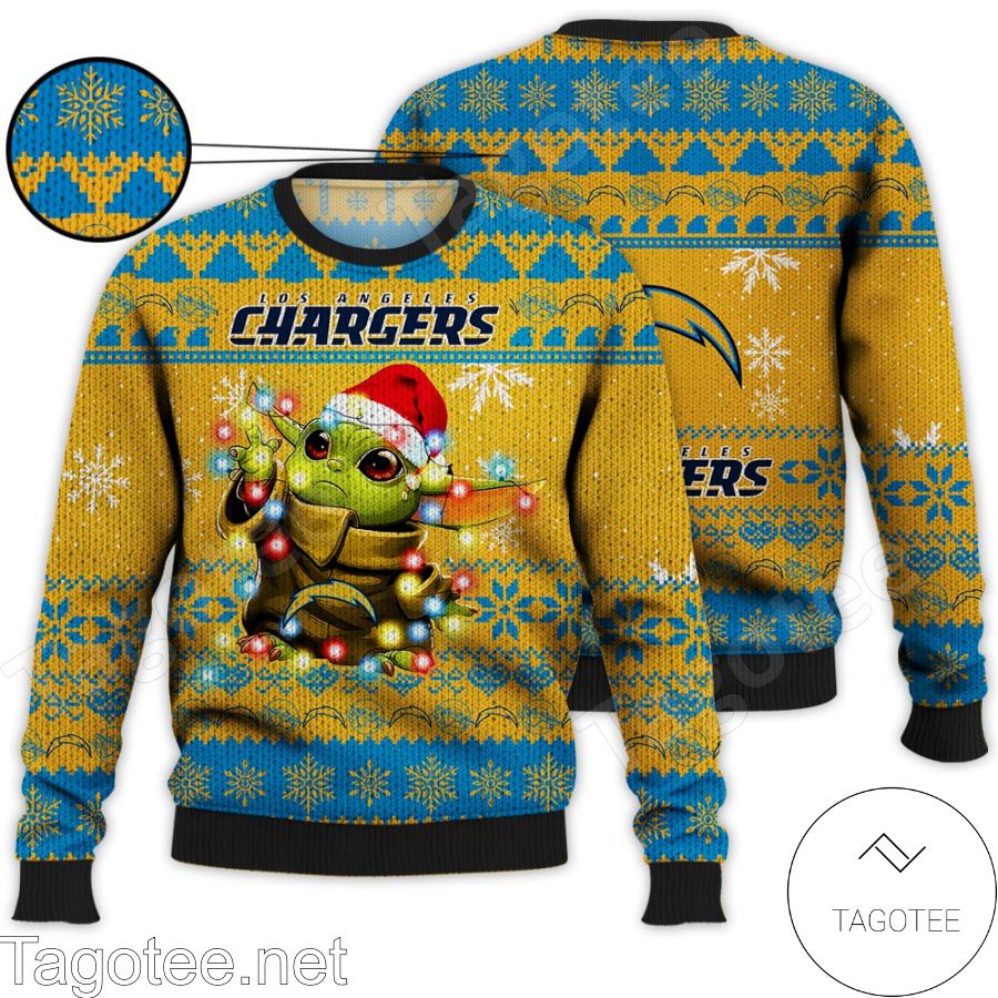 Baby Yoda NFL Los Angeles Chargers Custom Christmas Gift All Over