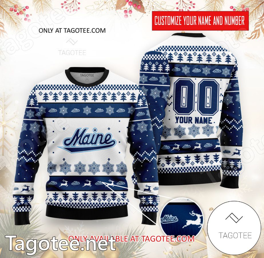 Maine Black Bears Hockey Custom Ugly Christmas Sweater - BiShop