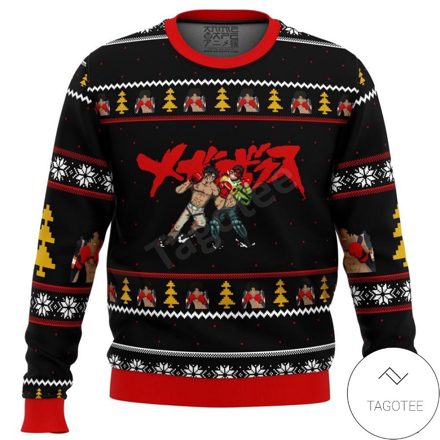 Megalo Box Sprites Manga Anime Xmas Ugly Christmas Sweater