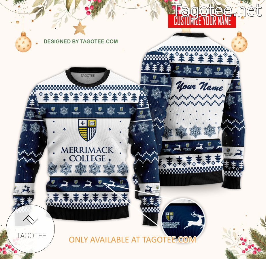 Merrimack College Custom Ugly Christmas Sweater - BiShop