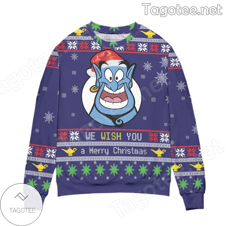 Merry The Magic Genie Lamp Holiday Ugly Christmas Sweater