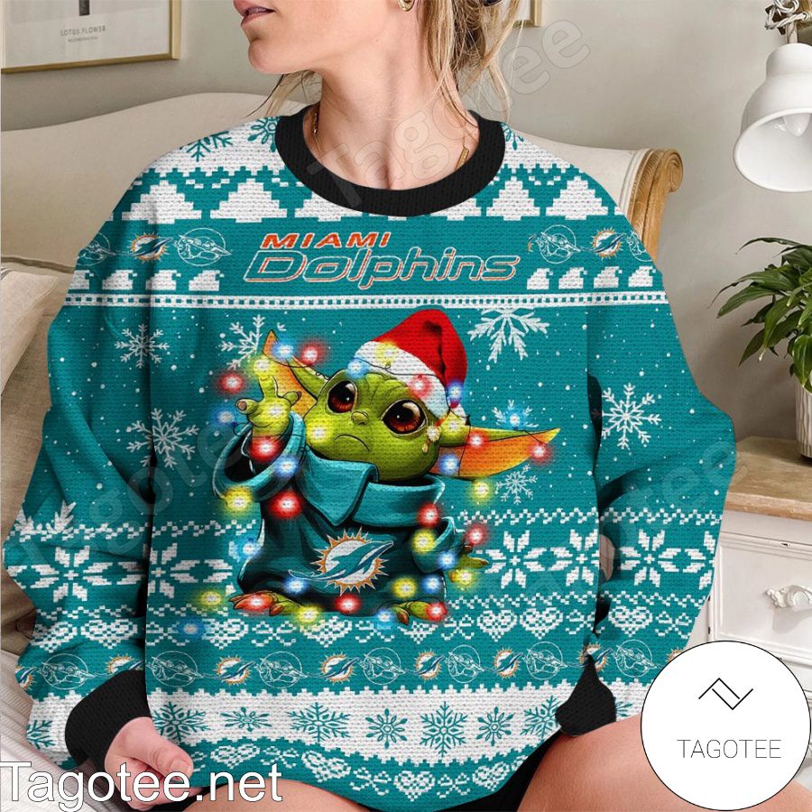 Baby Yoda NFL Miami Dolphins Ugly Christmas Sweater