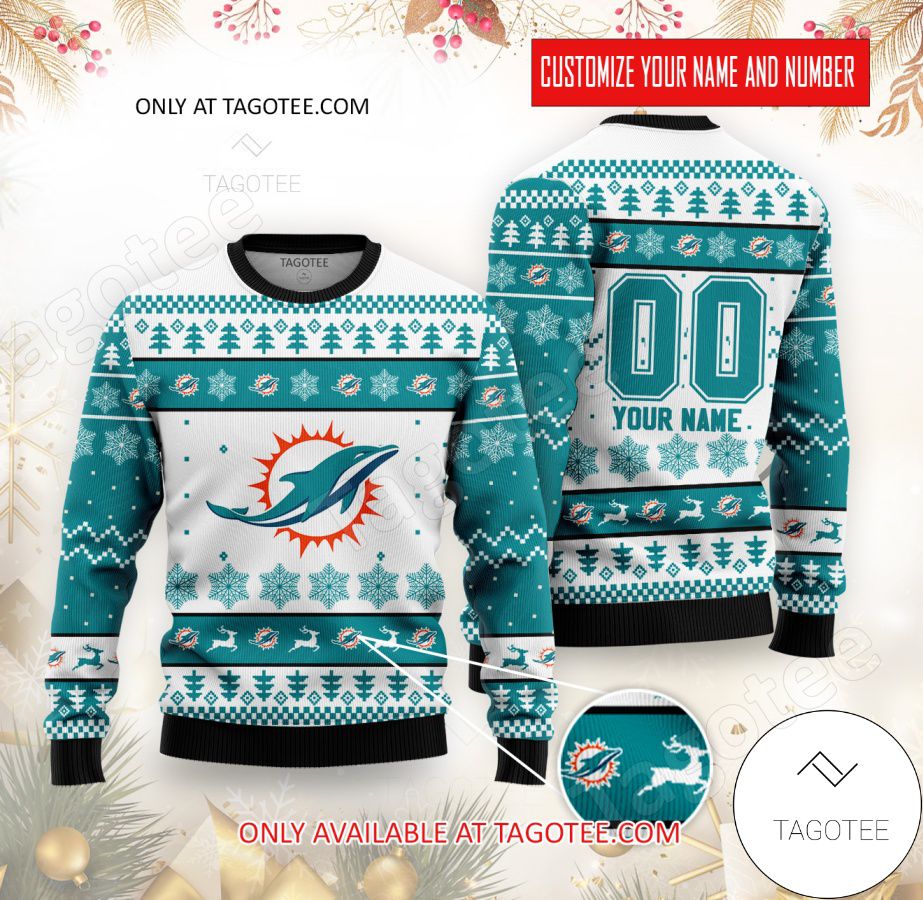 Miami Dolphins Custom Ugly Christmas Sweater - EmonShop - Tagotee