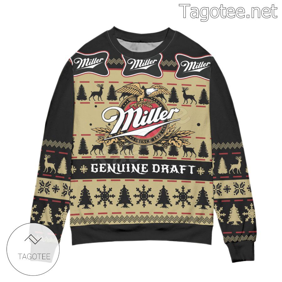 Miller Genuine Draft Snowflake Holiday Ugly Christmas Sweater