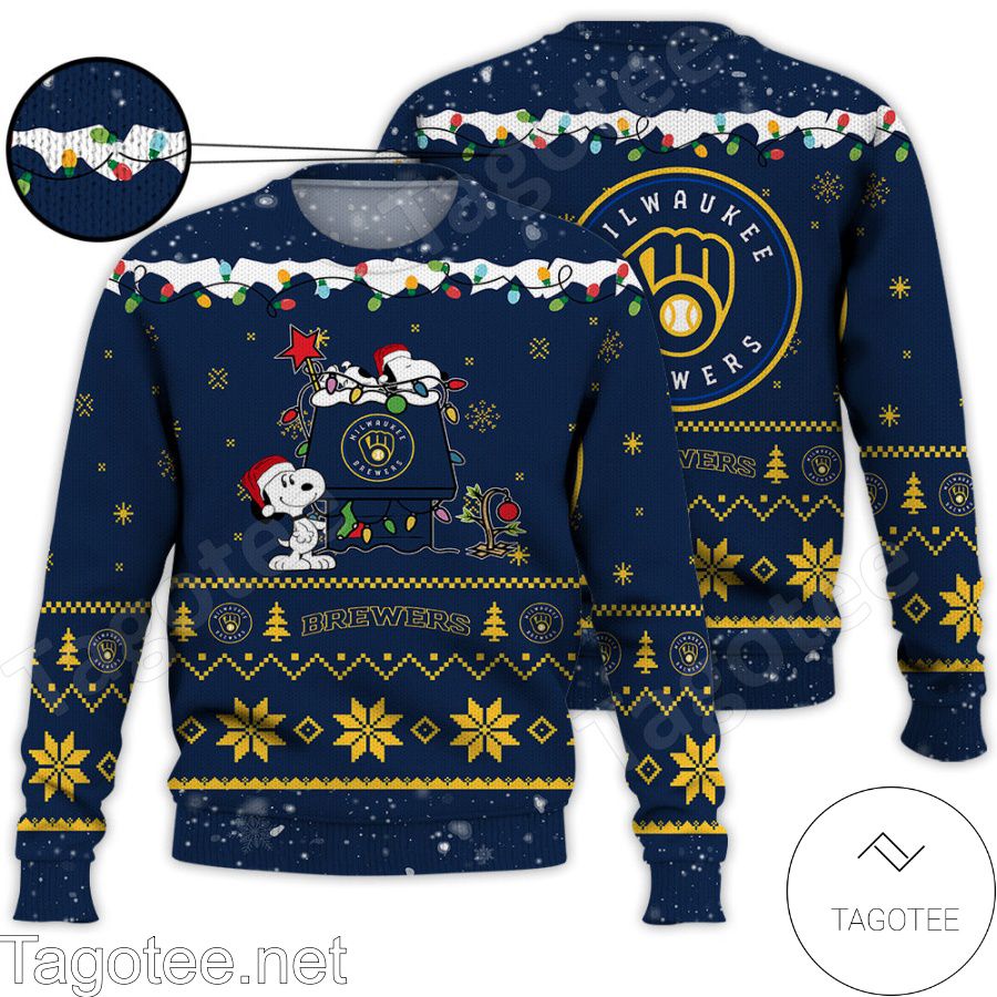 Milwaukee Brewers Snoopy MLB Ugly Christmas Sweater - Tagotee