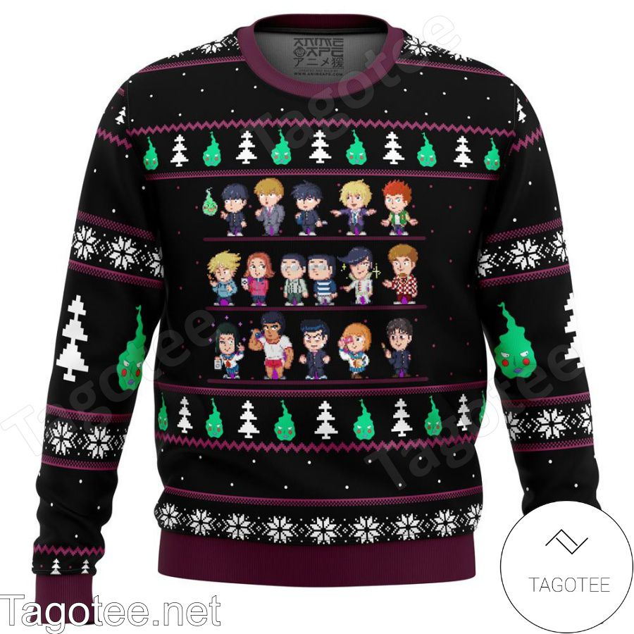 Mob Psycho 100 Chibi Sprites Premium Manga Anime Xmas Ugly Christmas Sweater
