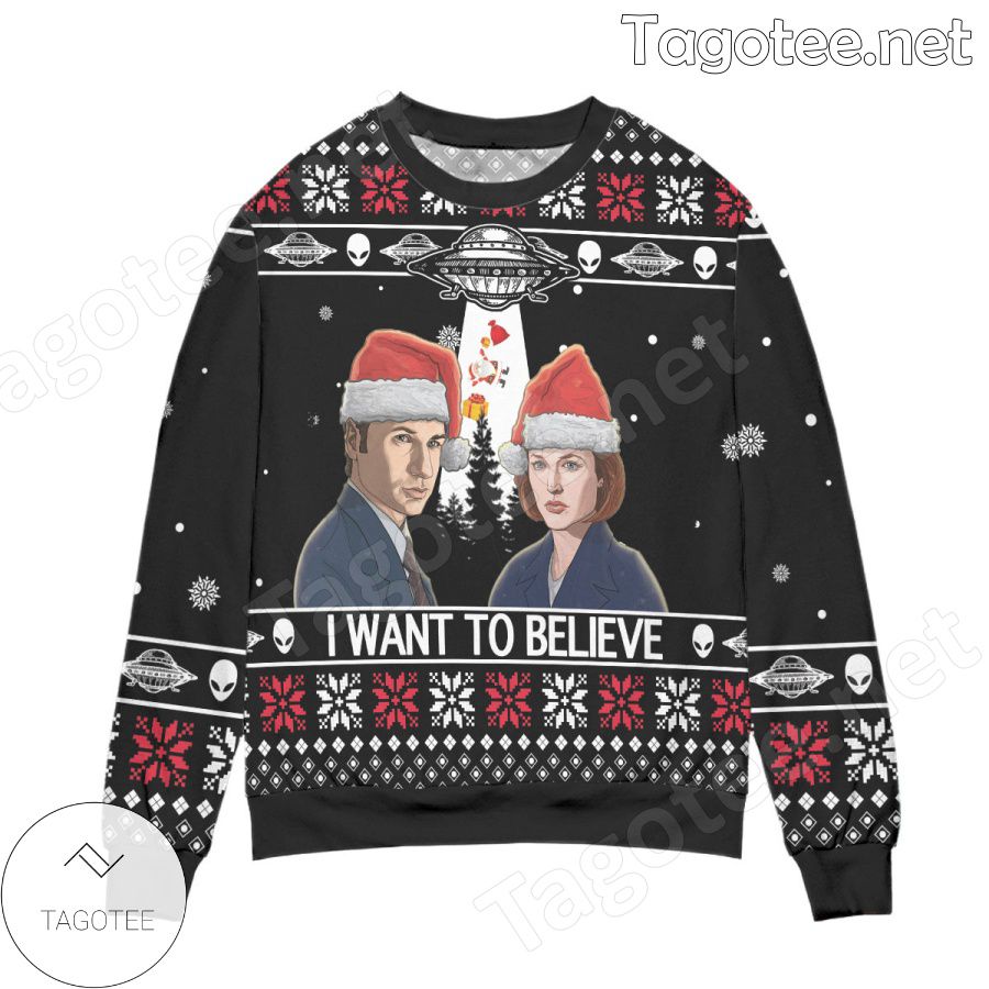 Mr And Mrs Smith I Want To Believe Holiday Ugly Christmas Sweater