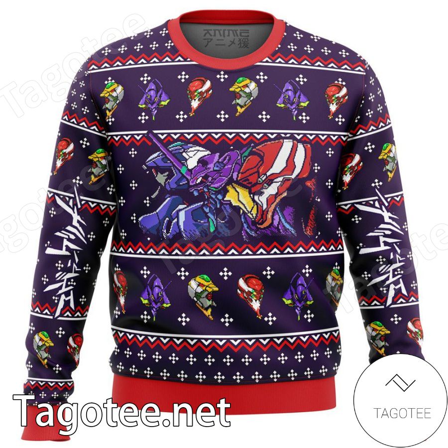 Neon Genesis Evangelion Evas Premium Xmas Ugly Christmas Sweater