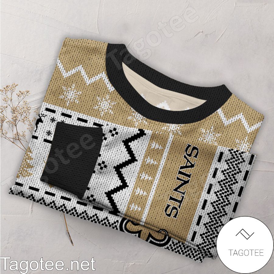 New Orleans Saints NFL Football Knit Pattern Ugly Christmas Sweater a