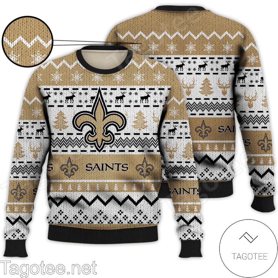 New Orleans Saints NFL Football Knit Pattern Ugly Christmas Sweater