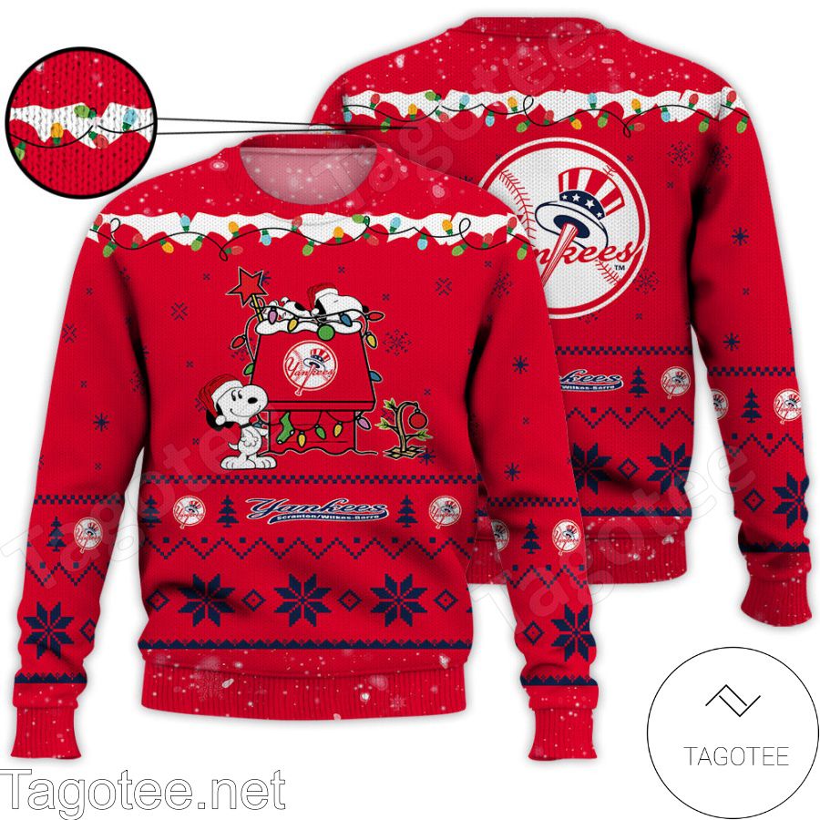 New York Yankees Snoopy MLB Ugly Christmas Sweater - Tagotee