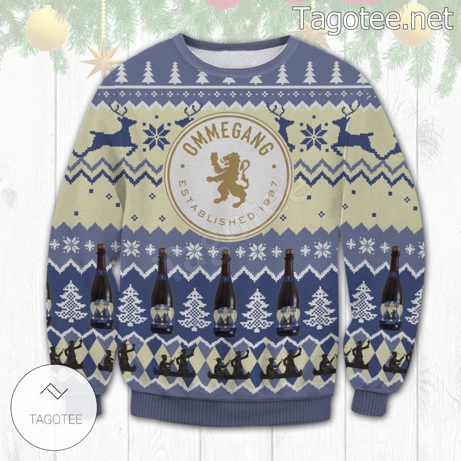 Ommegang Established 1997 Reindeer Holiday Ugly Christmas Sweater