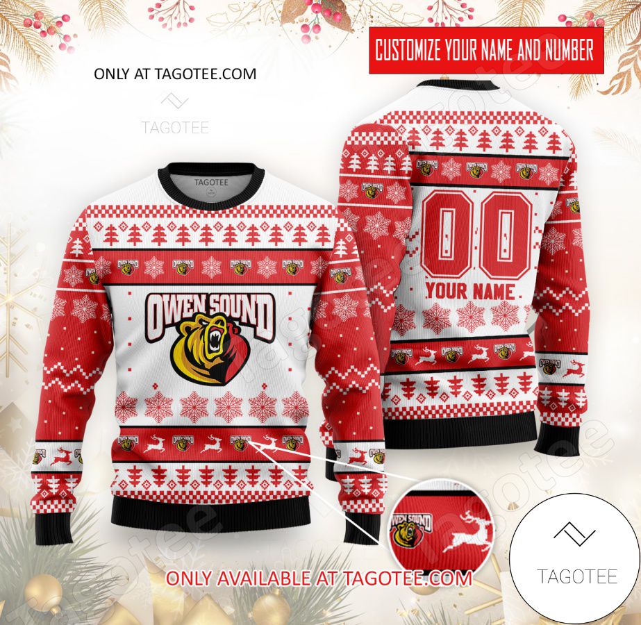 Owen-Sound-Attack Hockey Custom Ugly Christmas Sweater - EmonShop