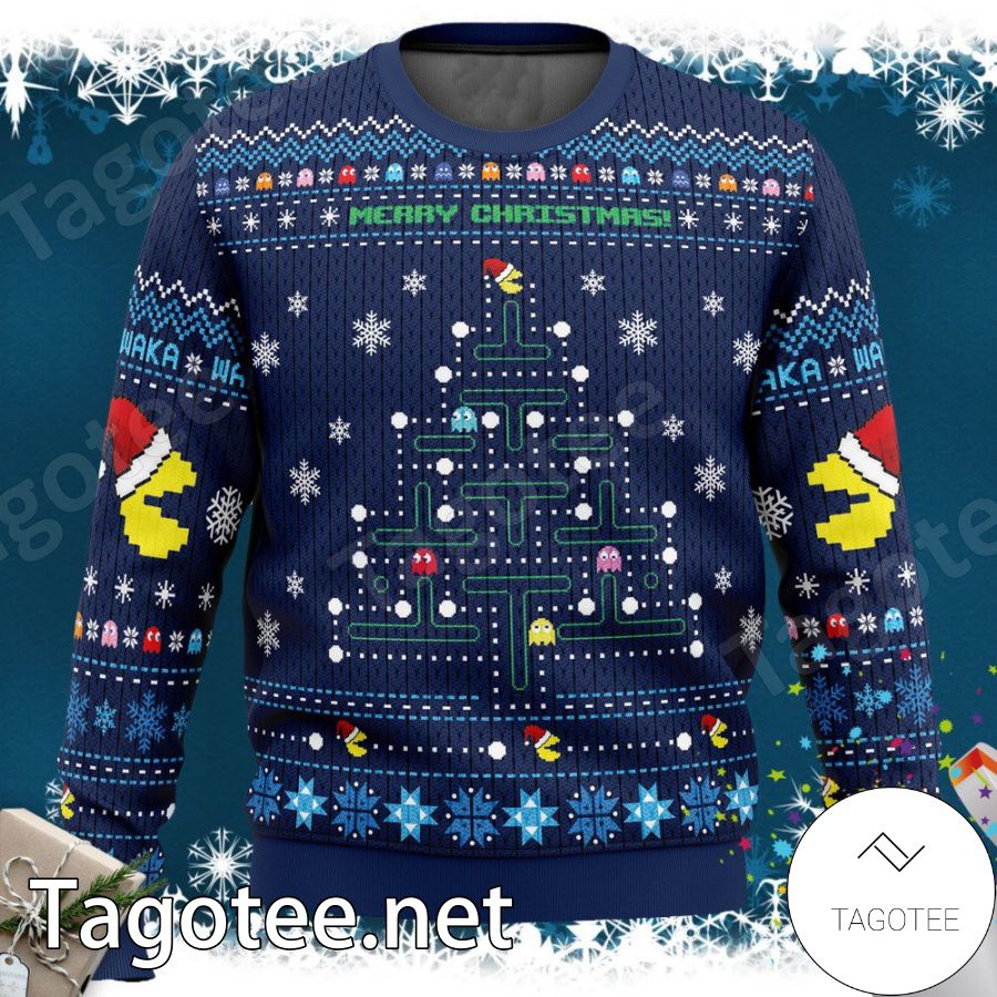 Pac-man Pine Tree Xmas Ugly Christmas Sweater
