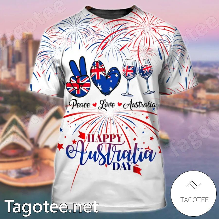 Peace Love Australia Happy Australia Day T-shirt, Hoodie a
