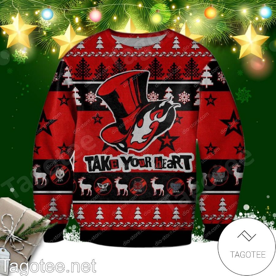 Persona 5 Royal The Phantom Thieves Logo Take Your Heart Ugly Christmas Sweater