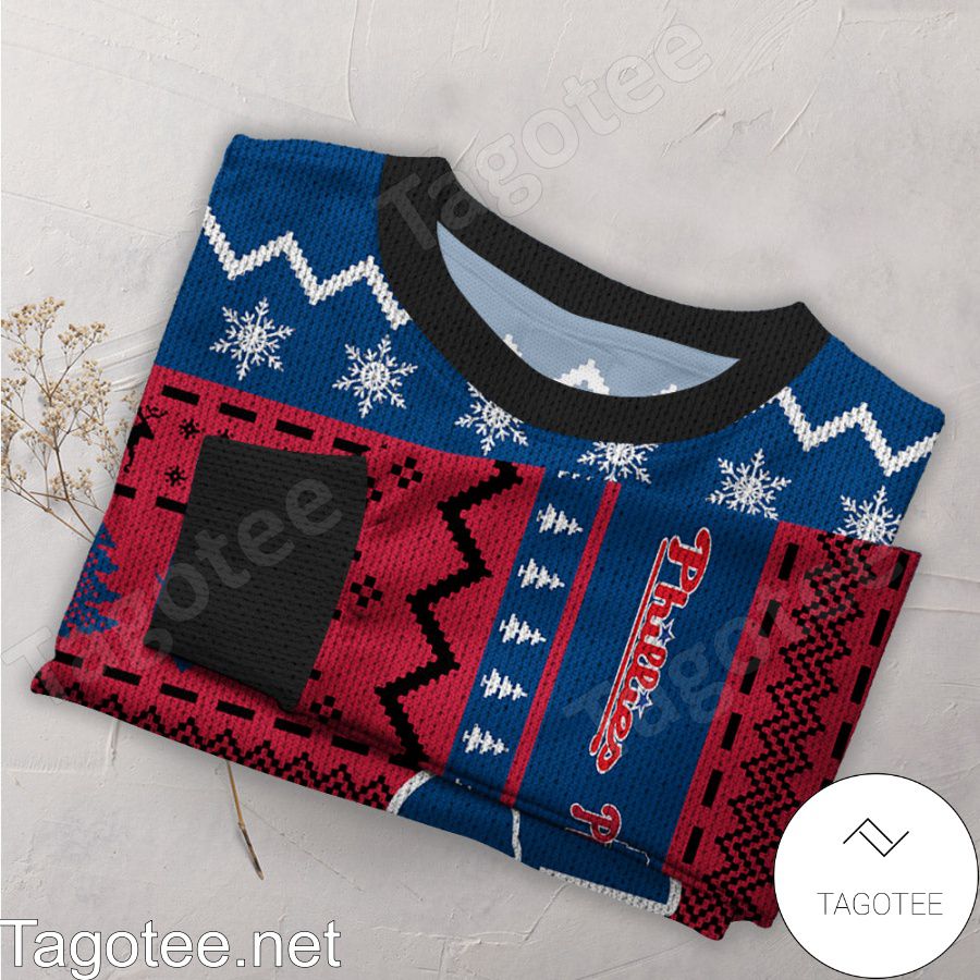 Philadelphia Phillies MLB Baseball Knit Pattern Ugly Christmas Sweater a