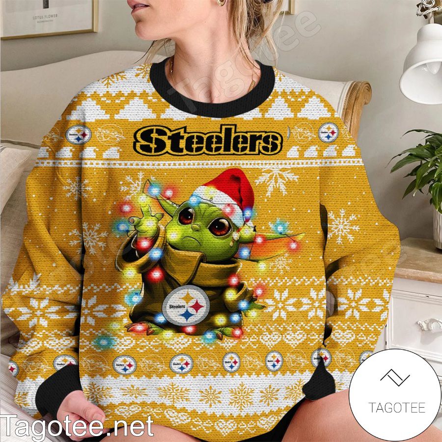 Pittsburgh Steelers Baby Yoda Star Wars NFL Ugly Christmas Sweater - Tagotee