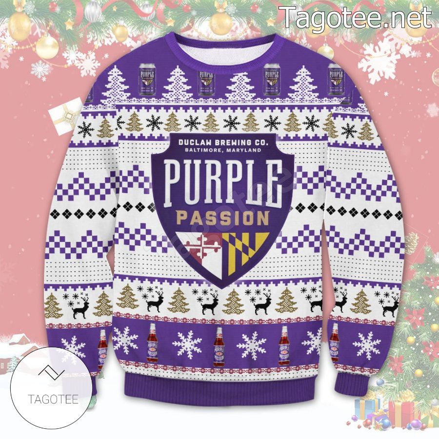 Purple Passion Beer DuClaw Brewing Company Holiday Ugly Christmas Sweater