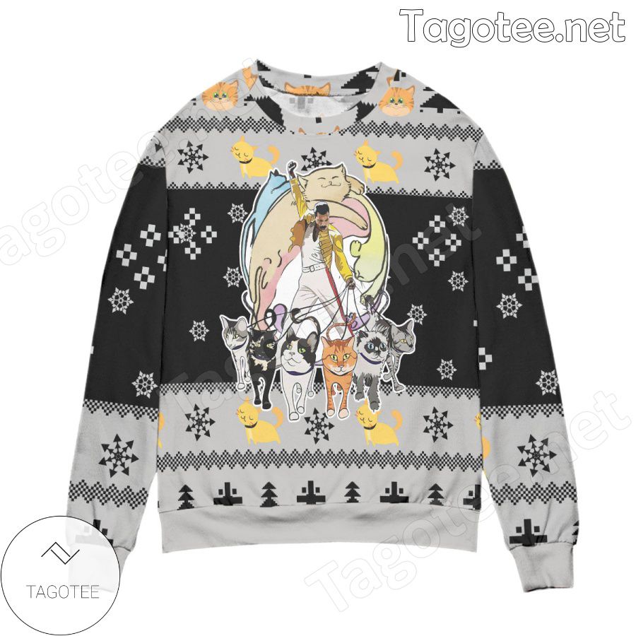 Queens Freddie Mercury & Cats Holiday Ugly Christmas Sweater