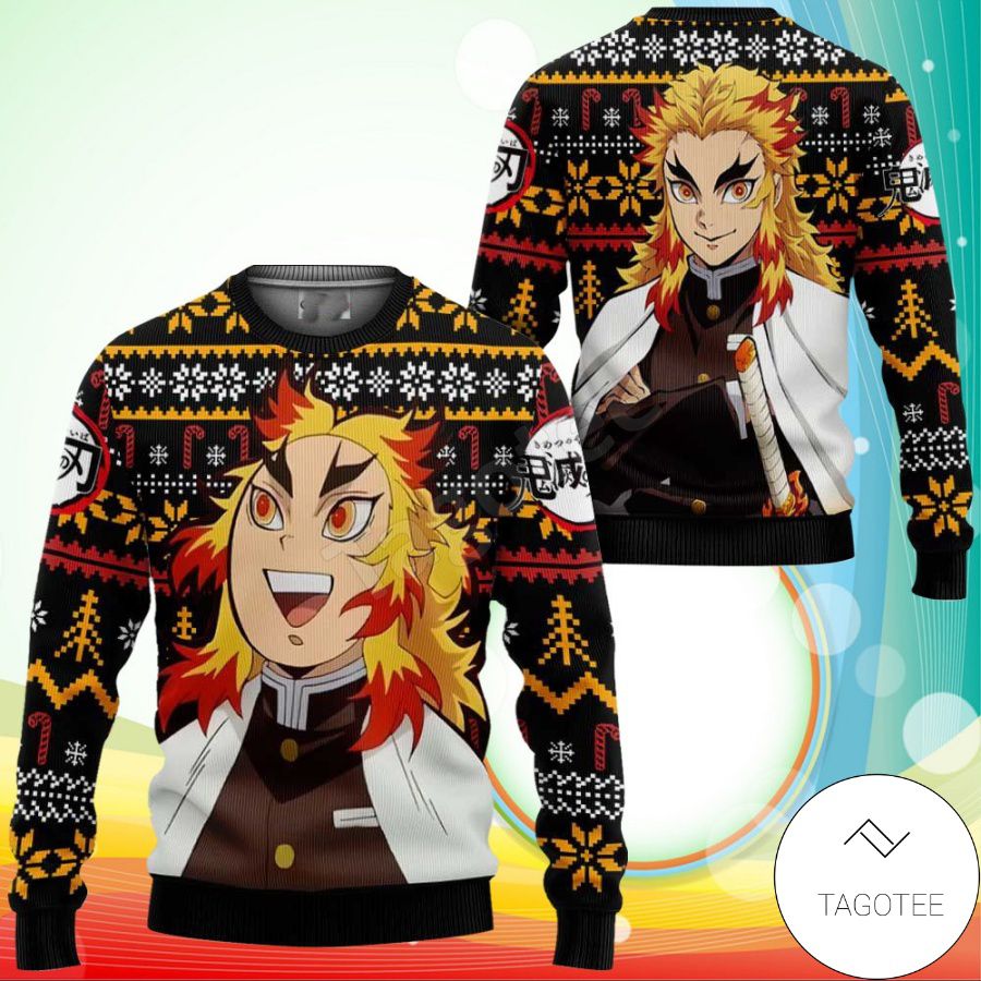 Rengoku Demon Slayer Anime Xmas Ugly Christmas Sweater - Tagotee