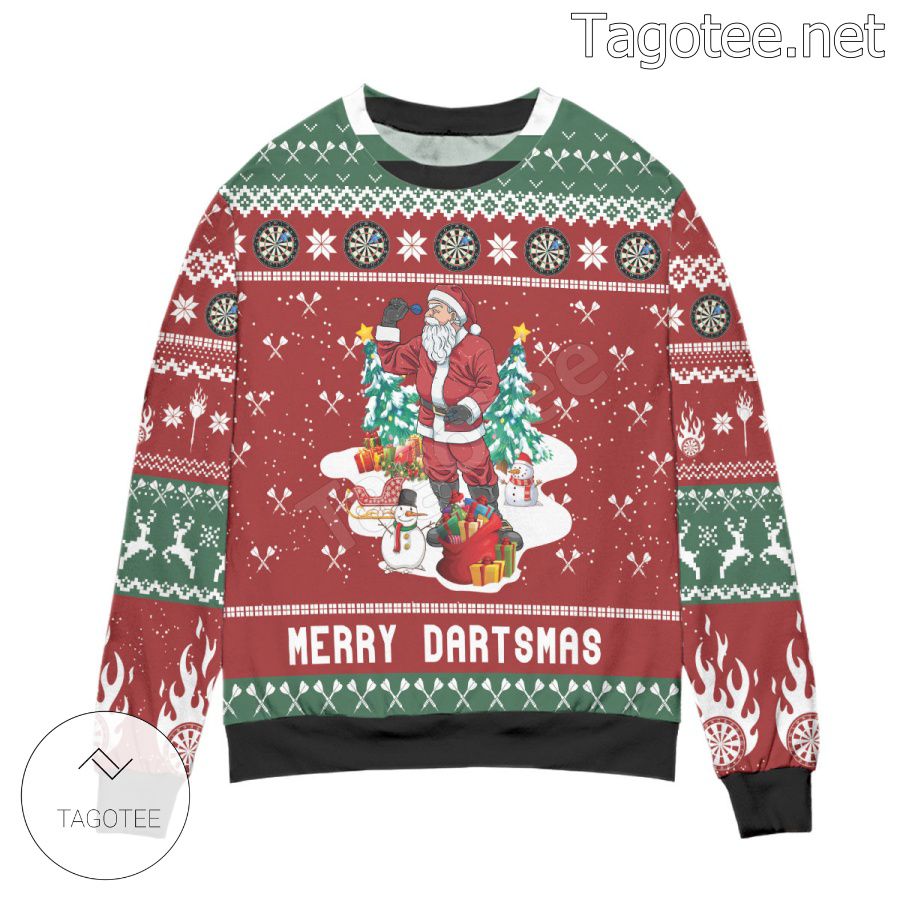 Santa Claus Merry Dartsmas Holiday Ugly Christmas Sweater