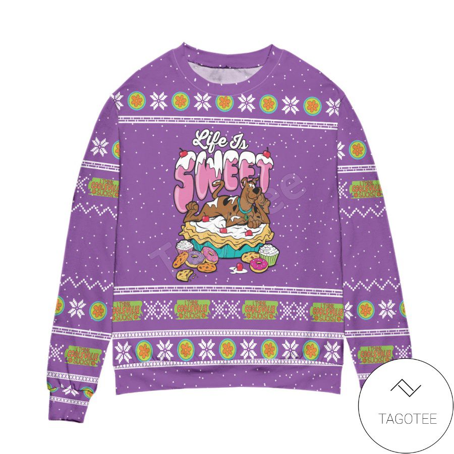 Scooby Doo Life Is Sweet Snowflake Xmas Ugly Christmas Sweater