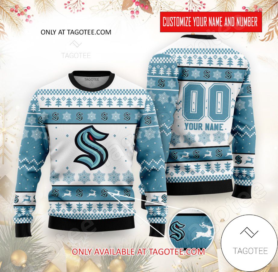 Custom Name NHL Seattle Kraken Ugly Christmas Sweater Perfect for