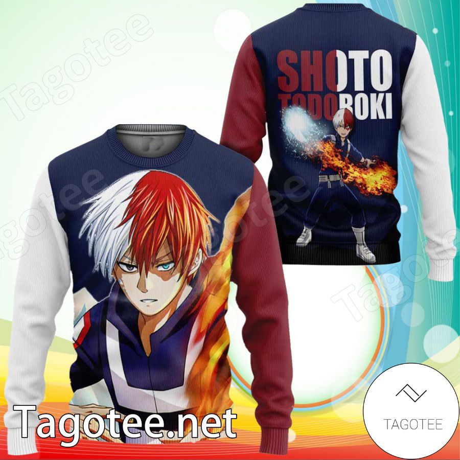 Shoto Todoroki Ice And Fire My Hero Academia Anime Xmas Ugly Christmas Sweater Tagotee 0153