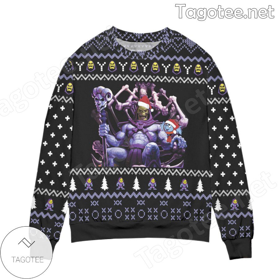 Skeletor And Panthor Art Snowflake Holiday Ugly Christmas Sweater