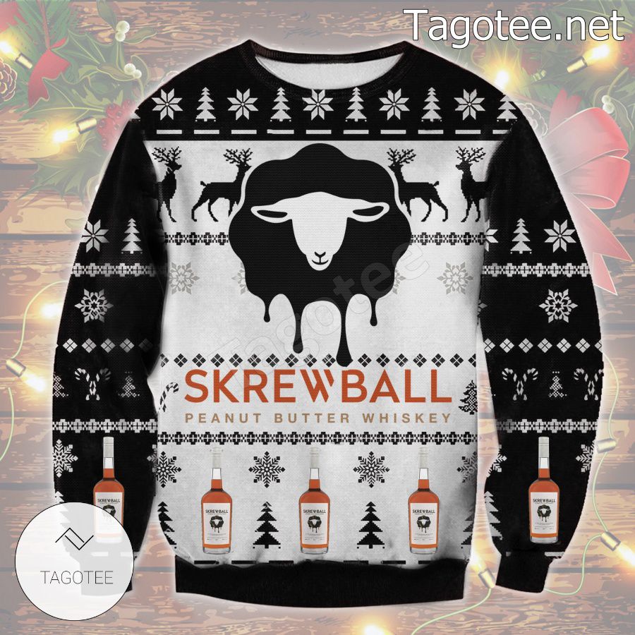 Skrewball Peanut Butter Whiskey Holiday Ugly Christmas Sweater