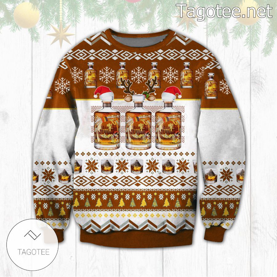 Suntory Hibiki Japanese Harmony Whisky Reindeer Version Holiday Ugly Christmas Sweater