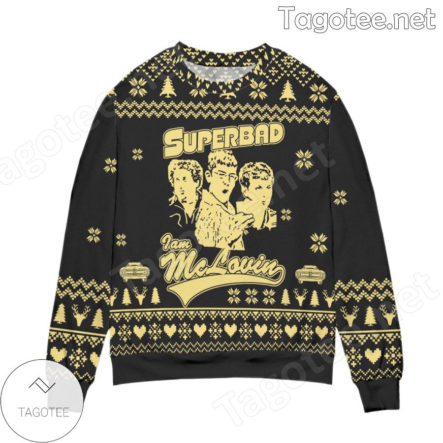 Superbad I Am McLovin Pine Tree & Snowflake Holiday Ugly Christmas Sweater