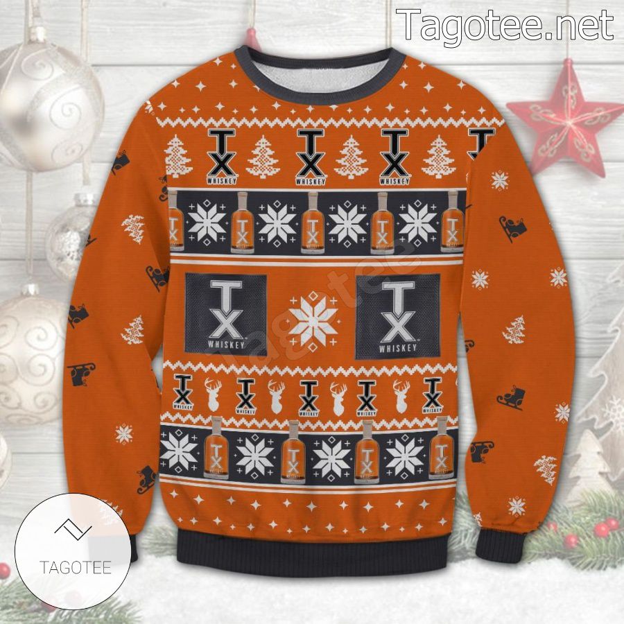 TX Whiskey Snowflake Holiday Ugly Christmas Sweater