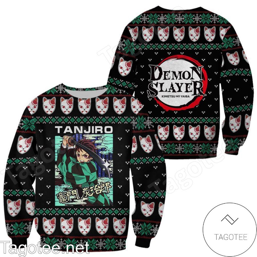 Tanjiro Kamado Fox Mask Demon Slayer Manga Anime Holiday Ugly Christmas Sweater