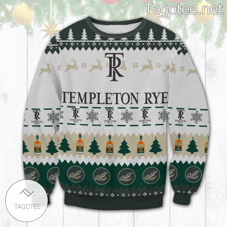 Templeton Rye Straight Rye Whiskey Holiday Ugly Christmas Sweater