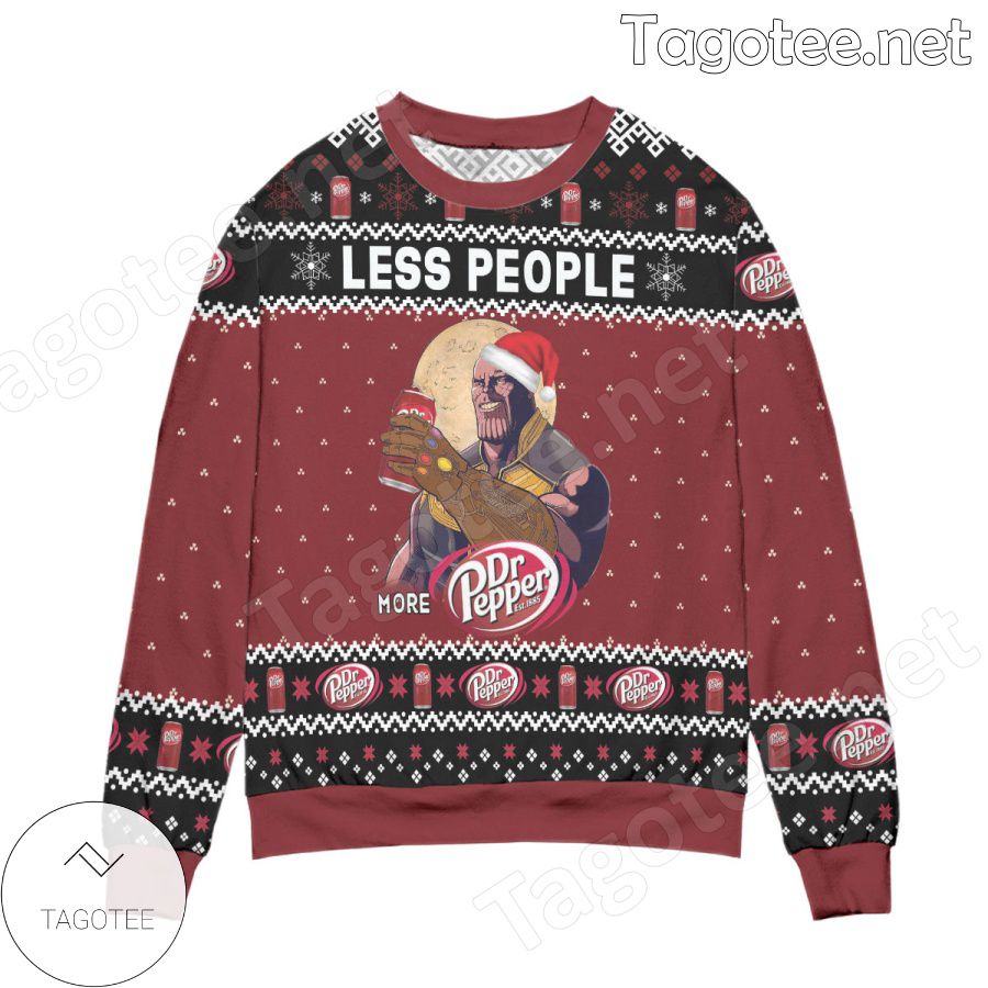 Thanos Less People More Dr. Pepper Snowflake Holiday Ugly Christmas Sweater