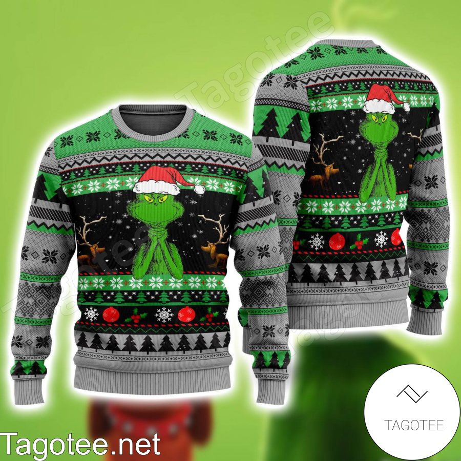 The Grinch Santa Hat Ugly Christmas Sweater - Tagotee