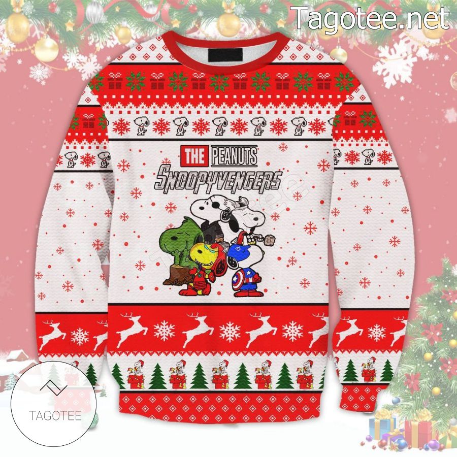 The Peanuts Snoopyvengers Snoopy Avengers Marvel Snowflake Xmas Ugly Christmas Sweater