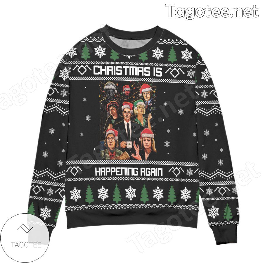 Twin Peaks Is Happening Again Snowflake Holiday Ugly Christmas Sweater