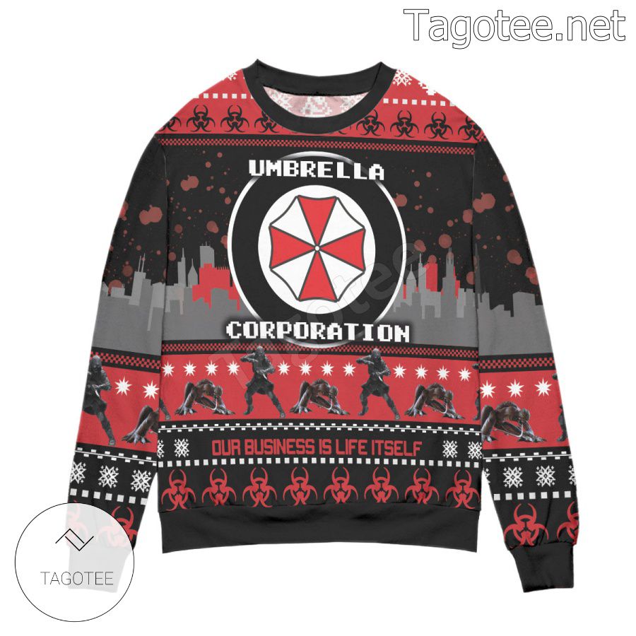 Umbrella Corporation Resident Evil Our Business Is Life Itself Holiday Ugly Christmas Sweater