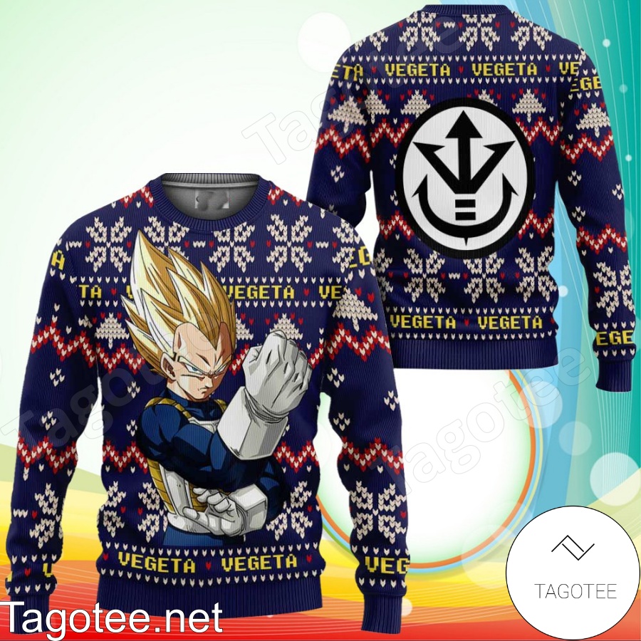 Vegeta Super Saiyan Blue Dragon Ball Anime Xmas Ugly Christmas Sweater