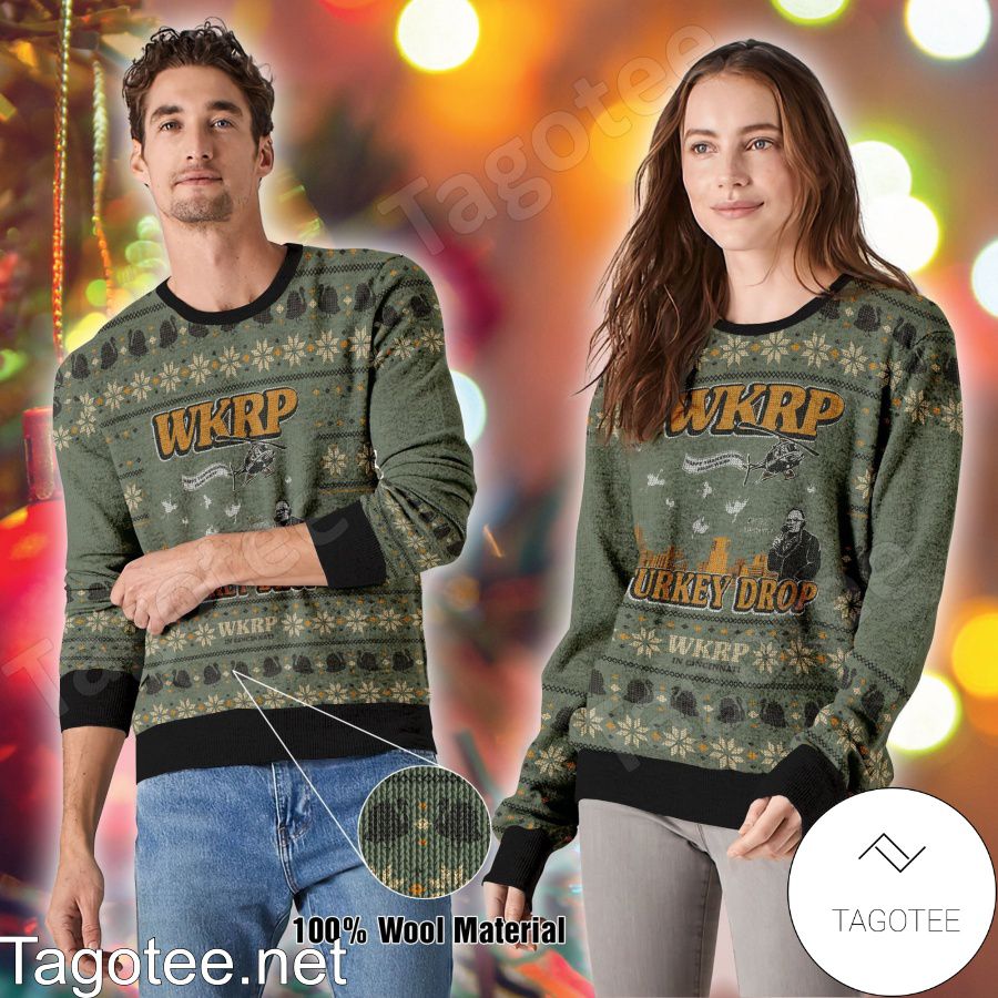WKRP In Cincinnati Turkey Drop Ugly Christmas Sweater