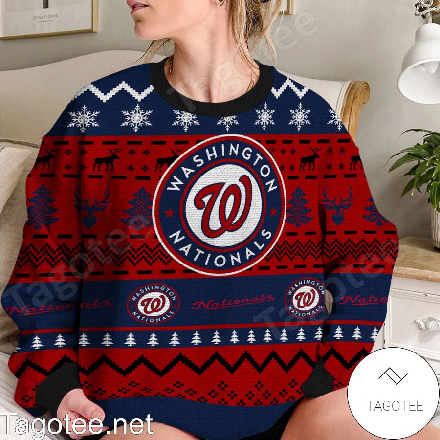 Washington Nationals MLB Baseball Knit Pattern Ugly Christmas Sweater b