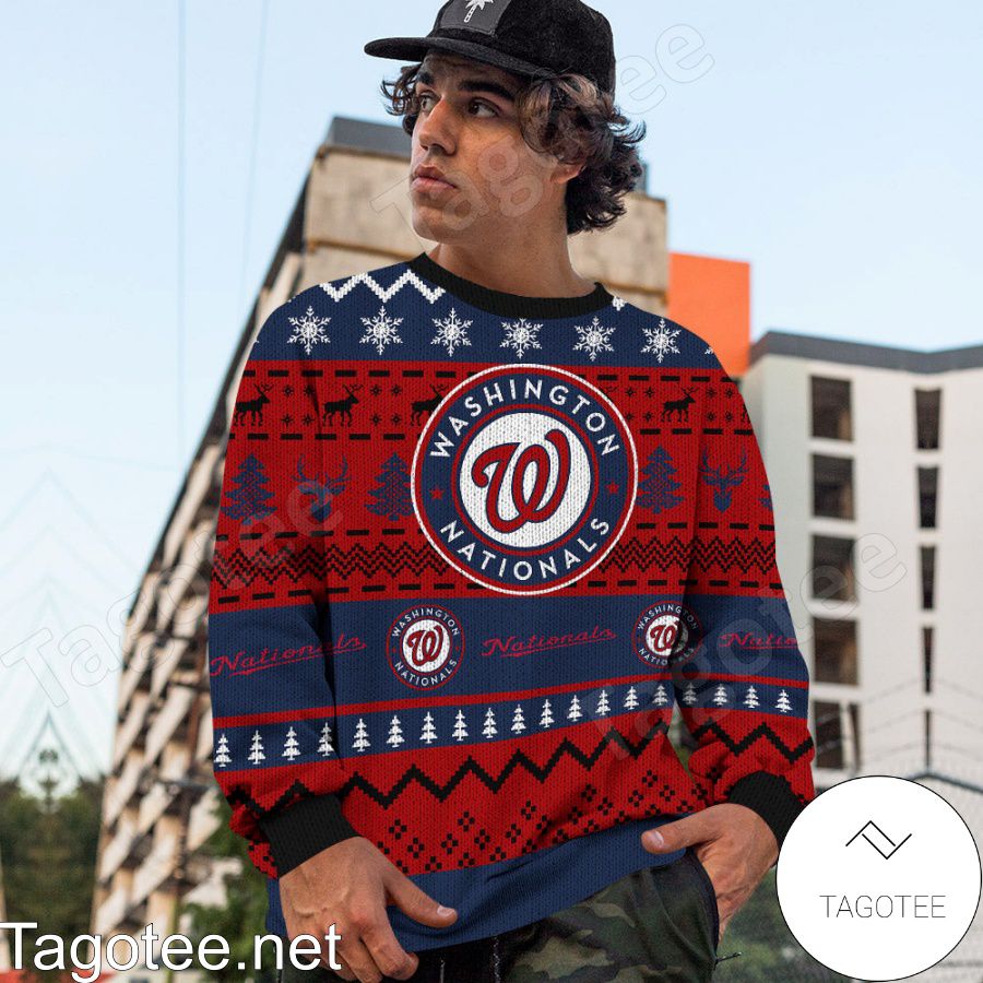 Washington Nationals MLB Baseball Knit Pattern Ugly Christmas Sweater c